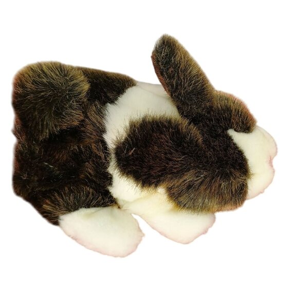 Realistic Plush Brown White Bunny Rabbit Hand Puppet - Picture 1 of 7